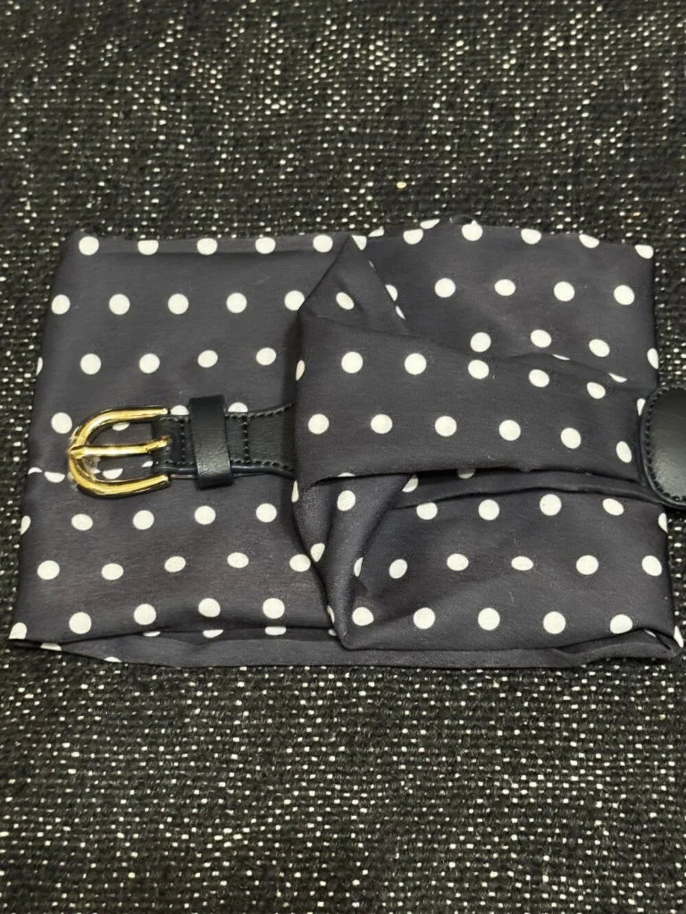 Talbots Scarf Belt, Navy Polka Dot, Harness Buckle, Small